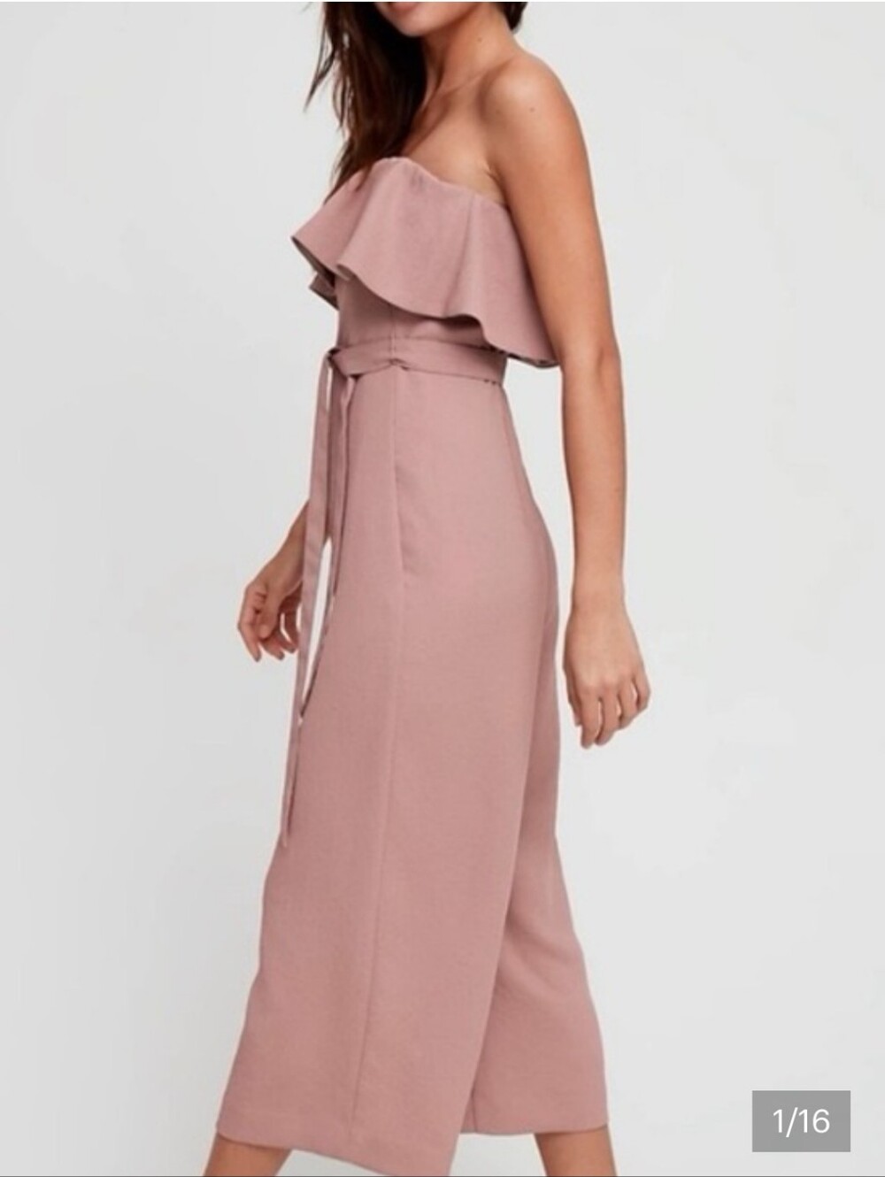 Aritzia Babaton  Altimira Dusky Rose Off-Shoulder Ruffle Jumpsuit Size 0